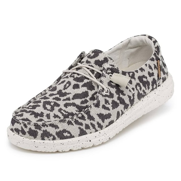 Hey Dude Shoes - Hey Dude Wendy Woven Cheetah Print Slip On Sneakers